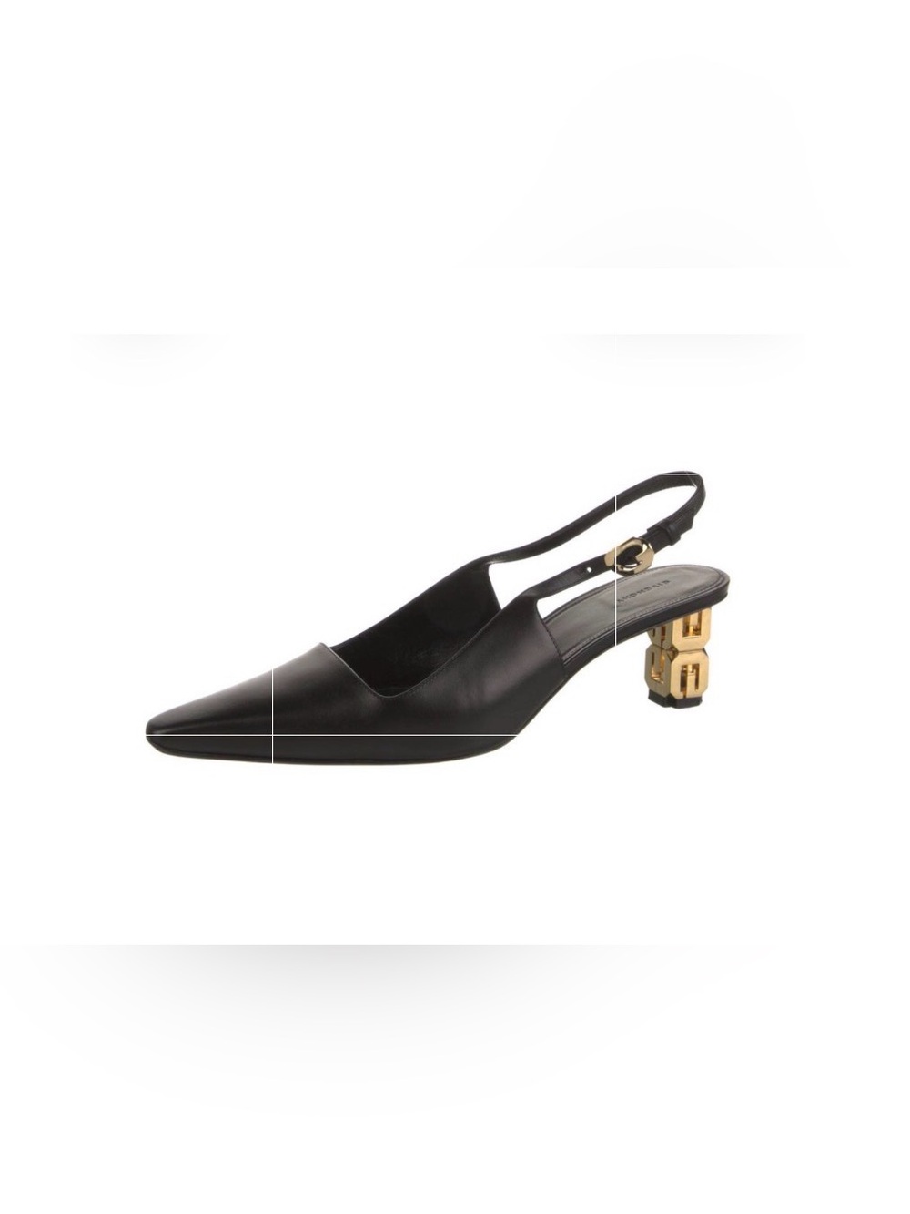 Givenchy Black Leather Slingback Pumps with Gold Sculptural Heel